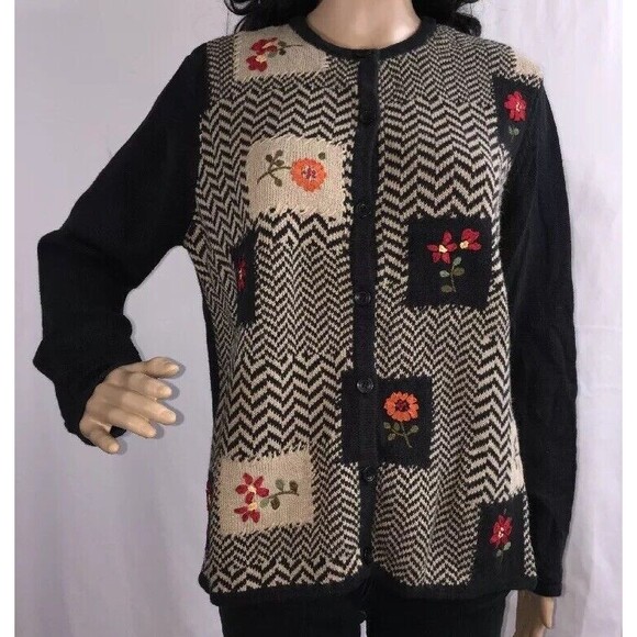 Bechamel Cardigan Sweater Floral Patchwork - Picture 1 of 12